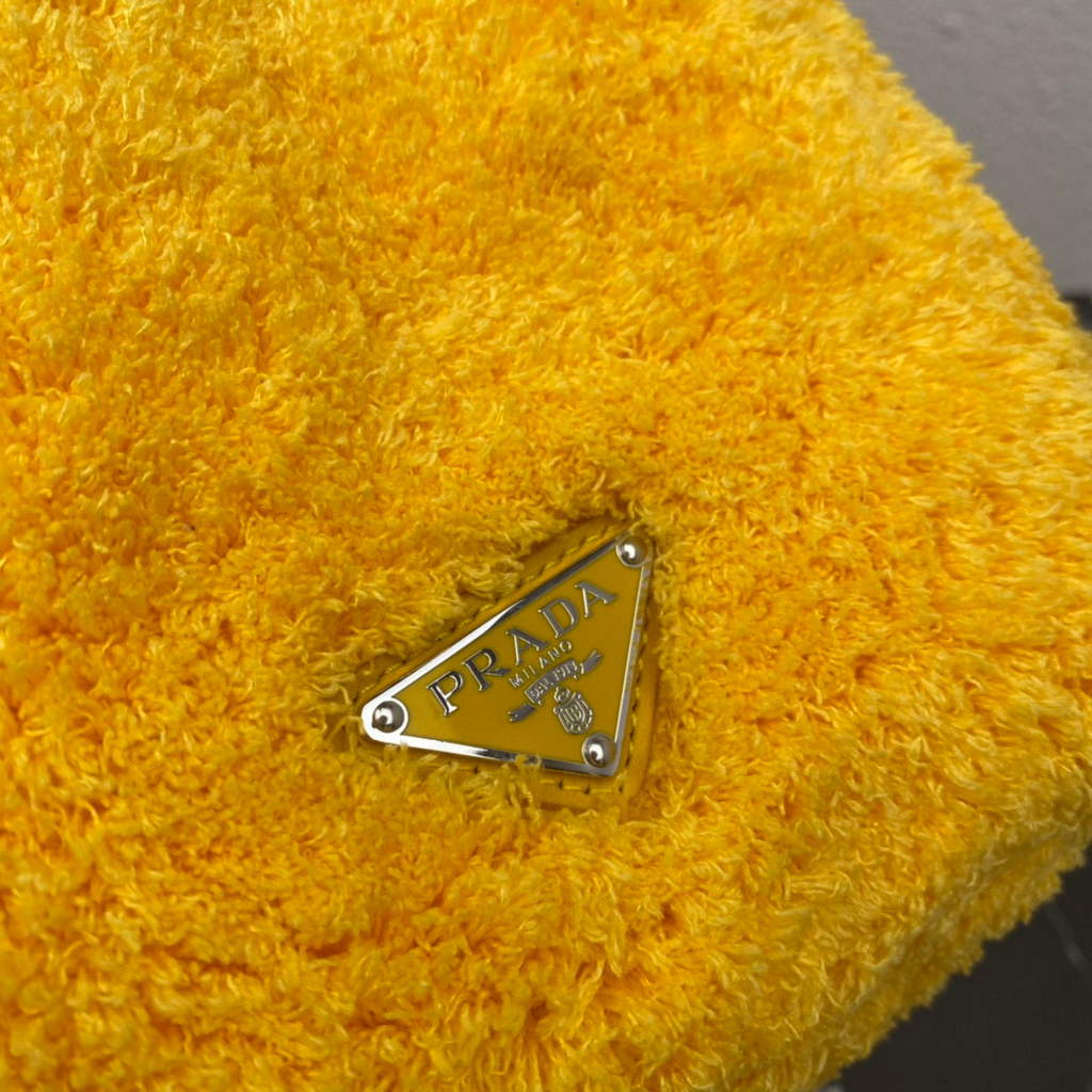 Prada 1BG130 Shearling Tote Shoulder bag Yellow
