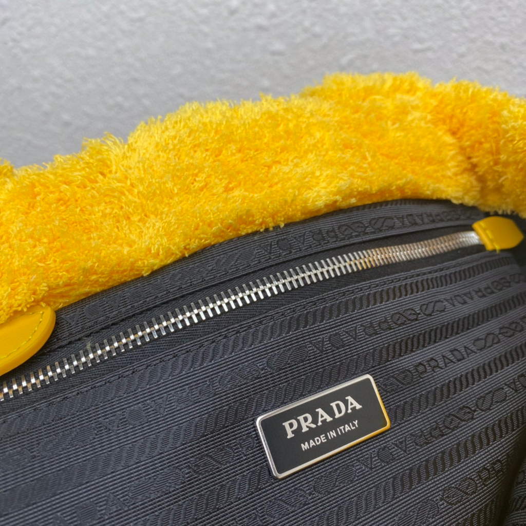 Prada 1BG130 Shearling Tote Shoulder bag Yellow