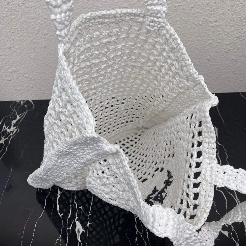 Prada 1BG393 Raffia tote bag White