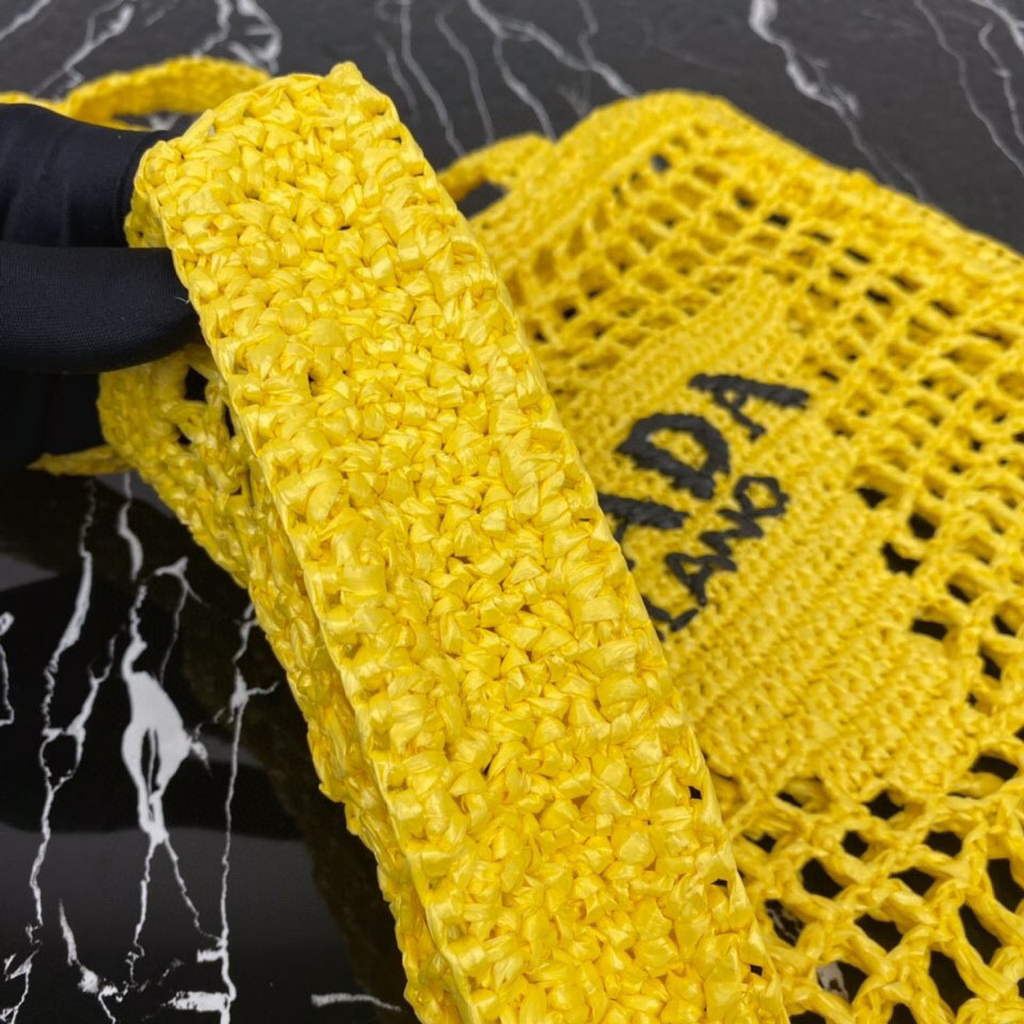 Prada 1BG393 Raffia tote bag Yellow