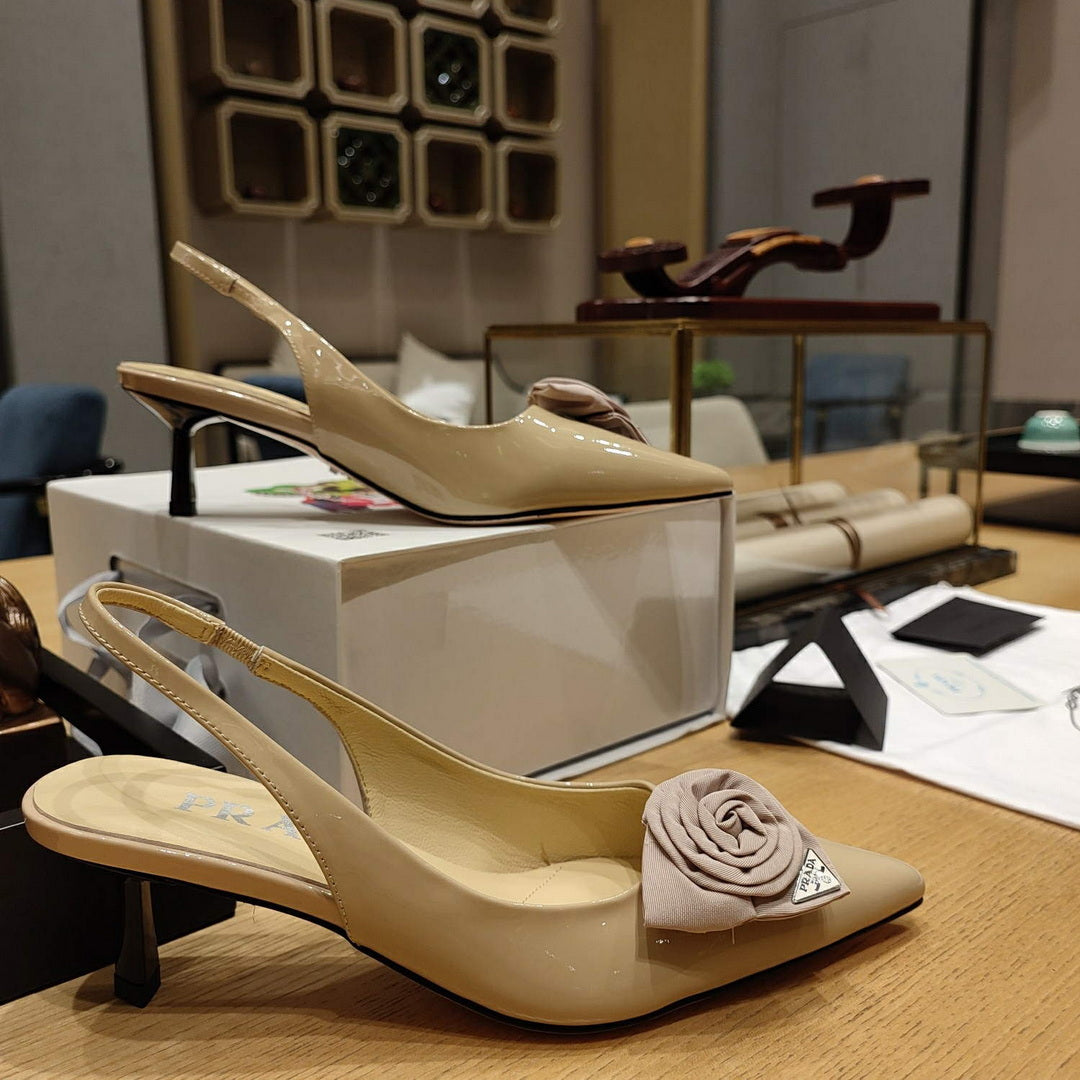 Prada 1I174N flower-appliqué slingback pumps P78558