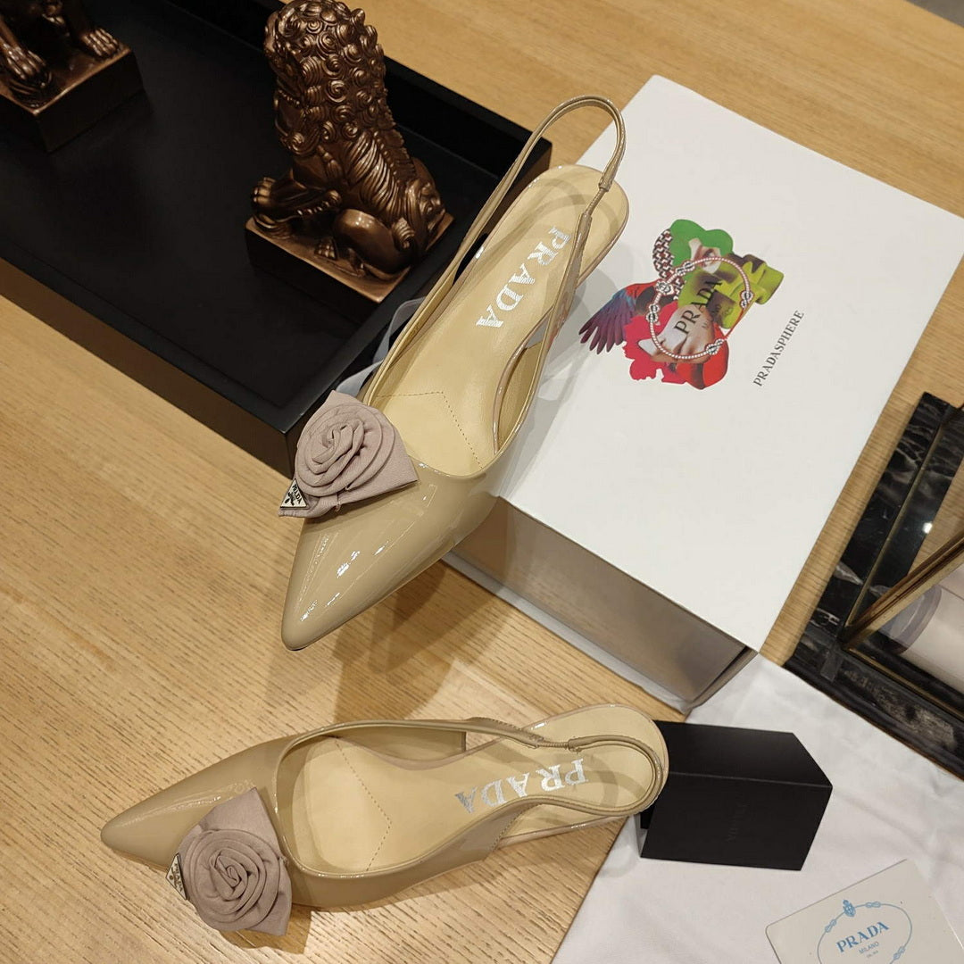 Prada 1I174N flower-appliqué slingback pumps P78558