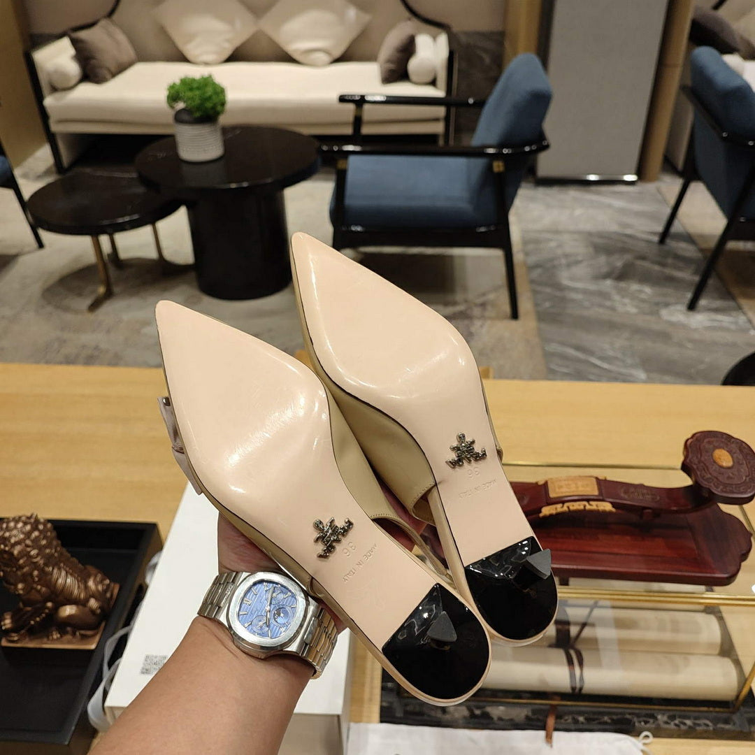 Prada 1I174N flower-appliqué slingback pumps P78558