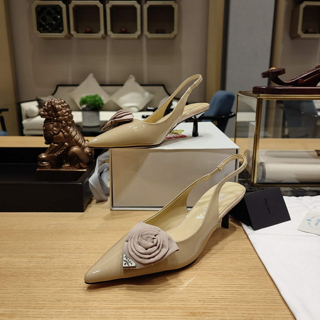 Prada 1I174N flower-appliqué slingback pumps P78558