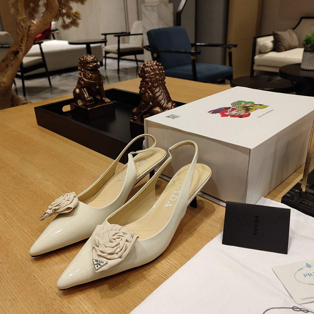 Prada 1I174N flower-appliqué slingback pumps P78559