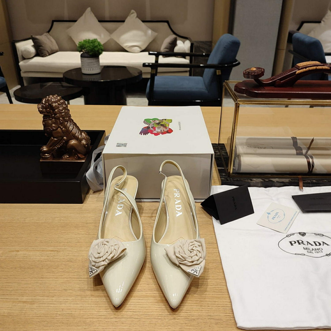 Prada 1I174N flower-appliqué slingback pumps P78559