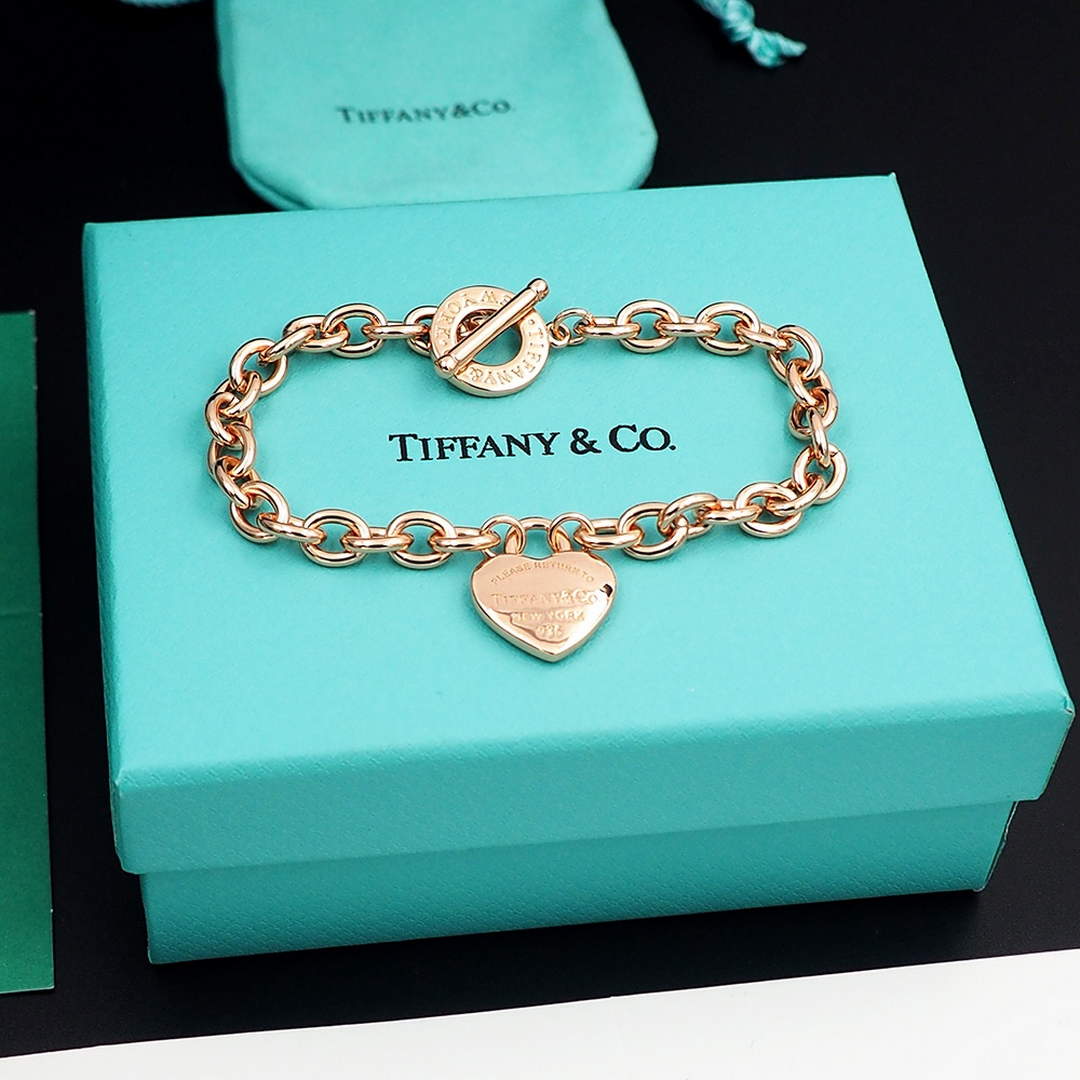Tiffany Full Heart pin buckle bracelet rose gold T245295