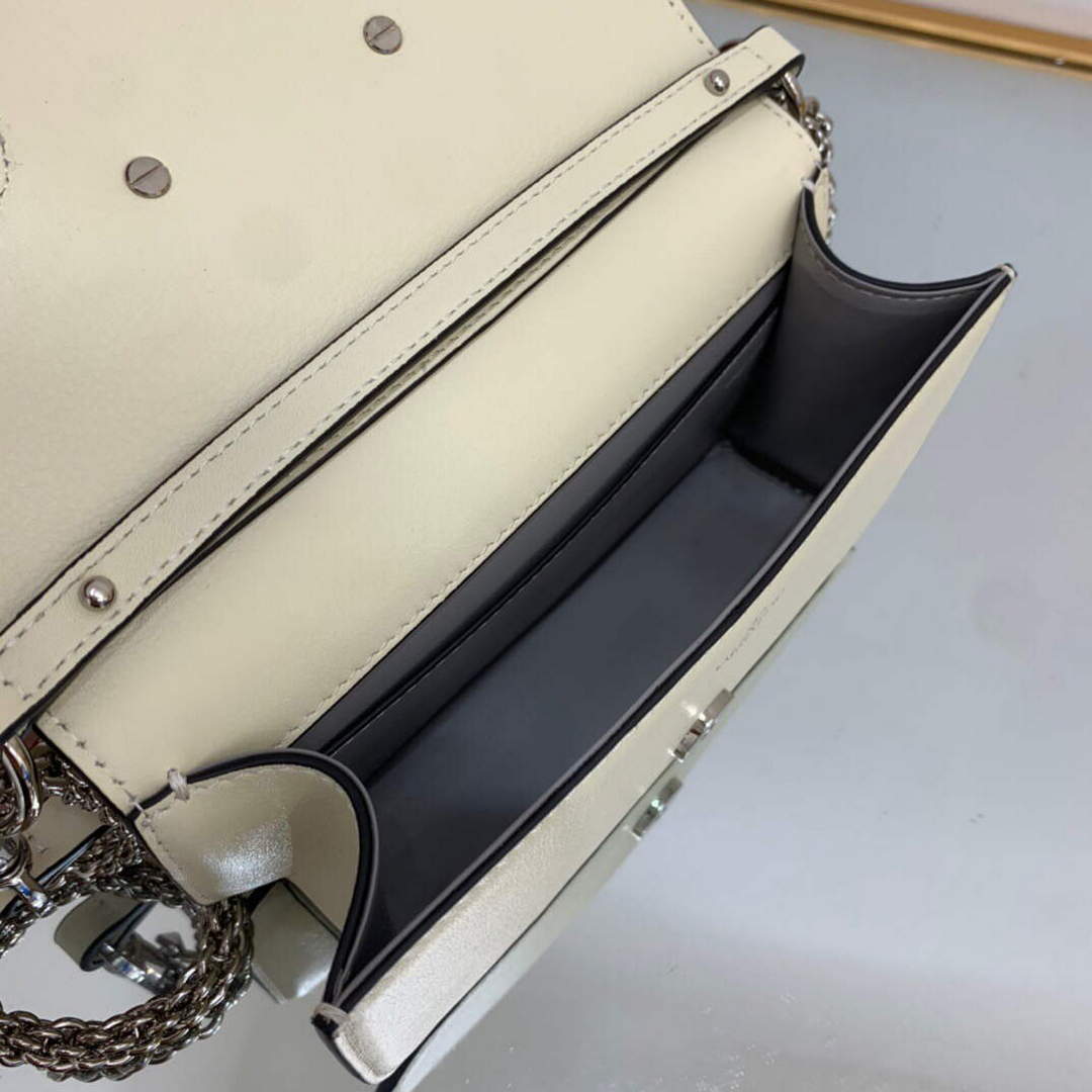 Valentino WB0K53ZXL Star diamond Locò Small Shoulder Bag in Calfskin Light Ivory