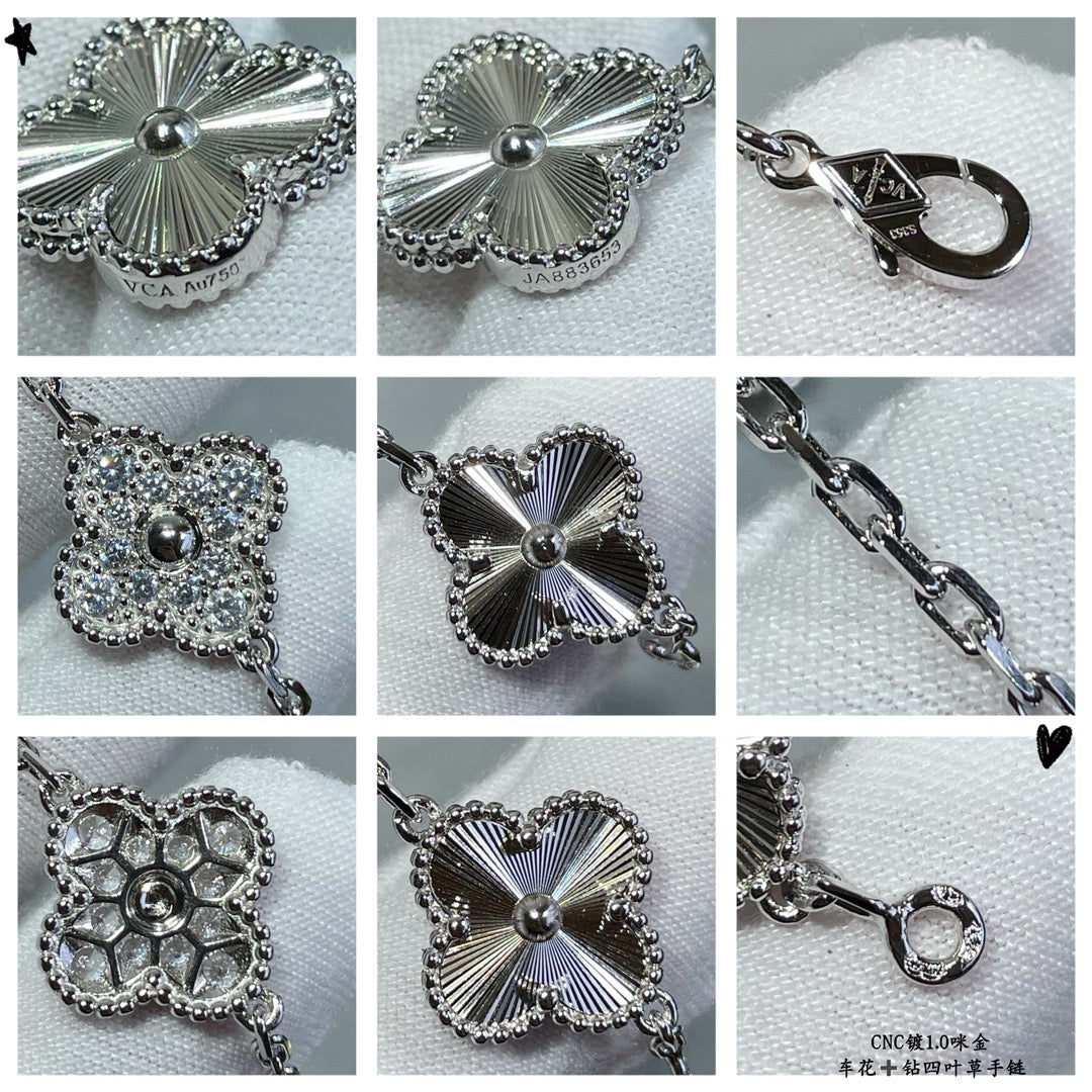 Van Cleef & Arpels Vintage Alhambra bracelet, 5 four-leaf lucky totems VCARP4KN00 White gold