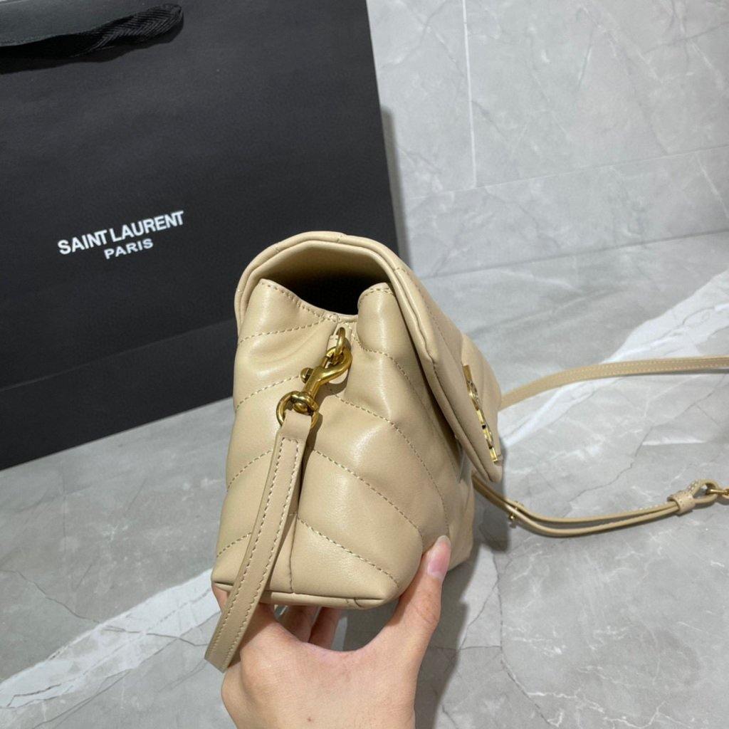 YSL 467072 Saint Laurent Loulou Toy Bag In Matelassé “Y” Leather Apricot