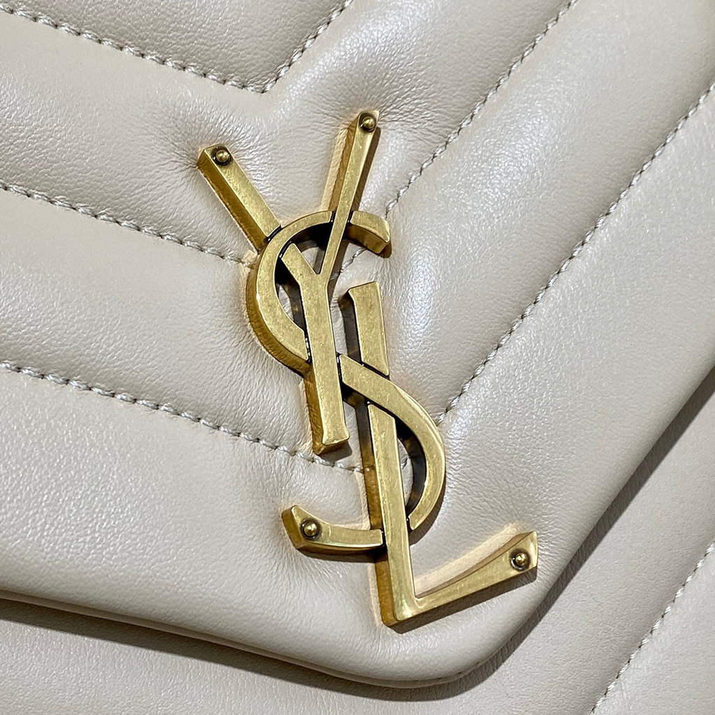 YSL 574946 Saint Laurent Loulou Medium Bag In Matelasse “Y” Leather Apricot