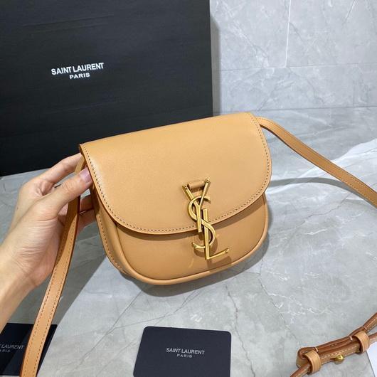 YSL 619740 Yves Saint Laurent Kaia Small Satchel in Smooth Leather Apricot
