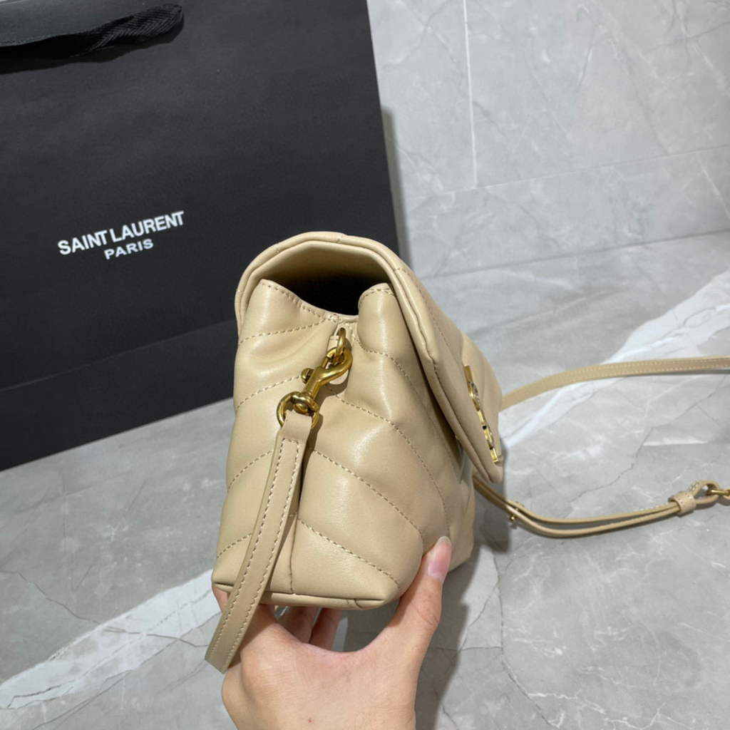YSL 630951 Loulou Toy Bag In Matelassé “Y” Leather Saint Laurent Apricot