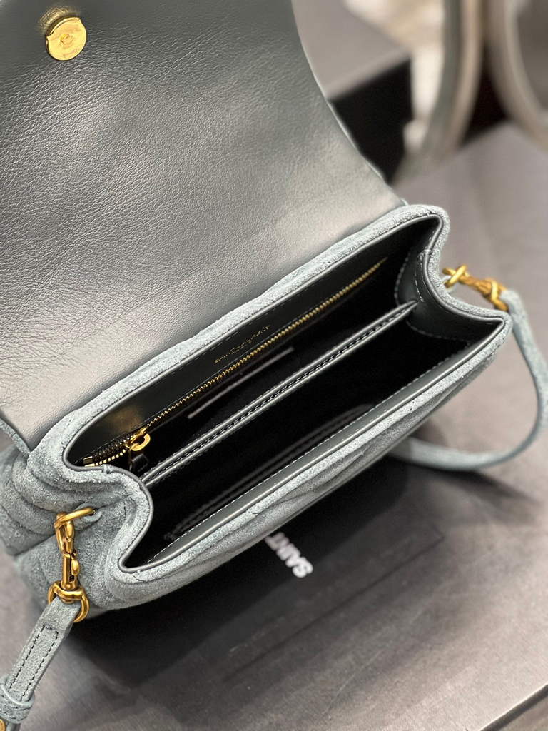 YSL 630951 Saint Laurent Loulou Toy Bag In Matelassé “Y” Leather Blue