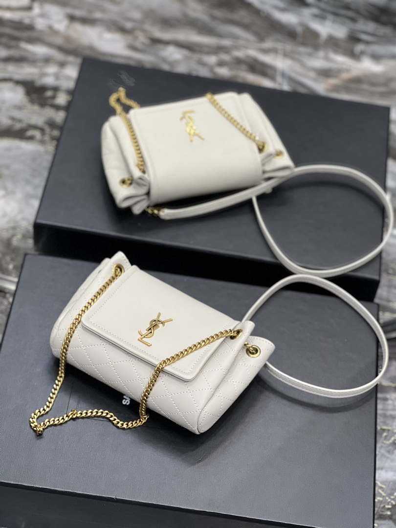 YSL 6727381 Mini Nolita In Lambskin White