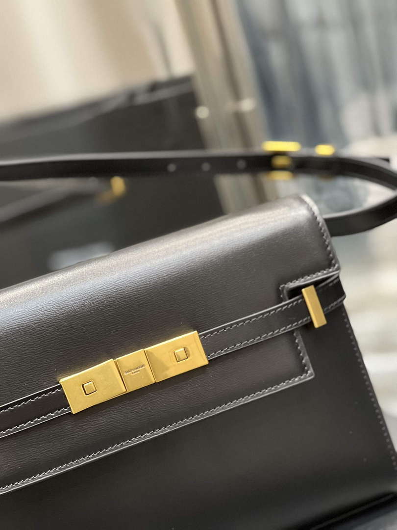 YSL 675626 Manhattan Small Shoulder Bag In Box Saint Laurent Leather Black