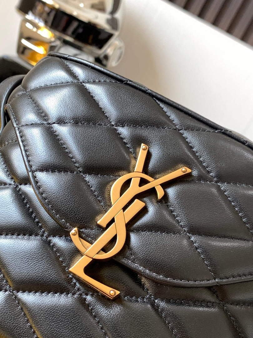 YSL 710080 June Box Bag In Quilted Patent Leather Black