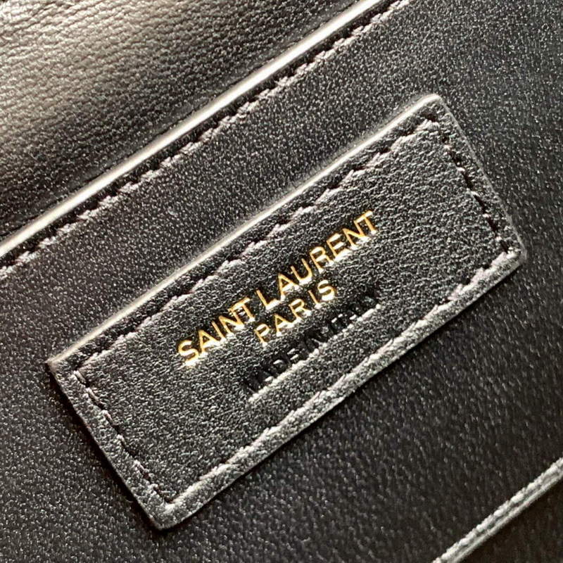YSL 710080 June Box Bag In Quilted Patent Leather Black